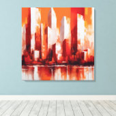 Toile Pintura abstrata cidade cor vermelha e laranja (Insitu (Plancher de Bois))