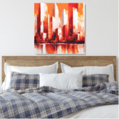 Toile Pintura abstrata cidade cor vermelha e laranja (Insitu(Chambre))