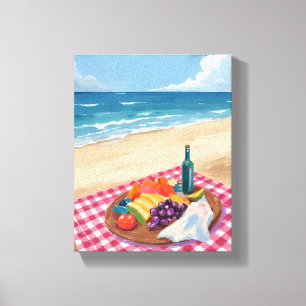 Toile Pique-nique sur la plage Peinture de la rive de