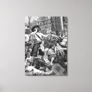 Toile Pirates Vintage se battant et buvant sur le navire