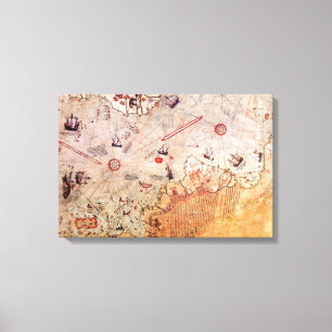 Toile piri reis histoire ancienne carte mystère vintage 