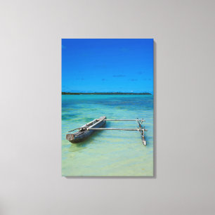 Toile Pirogue à balancier dans un océan peu profond
