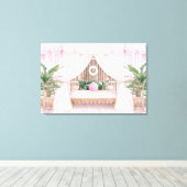 Toile Piscine d'hôtel à rayures roses et blanches Cabana (Insitu (Plancher de Bois))