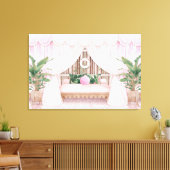 Toile Piscine d'hôtel à rayures roses et blanches Cabana (Insitu(Salon))