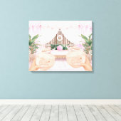 Toile Piscine d'hôtel à rayures roses et blanches Cabana (Insitu (Plancher de Bois))