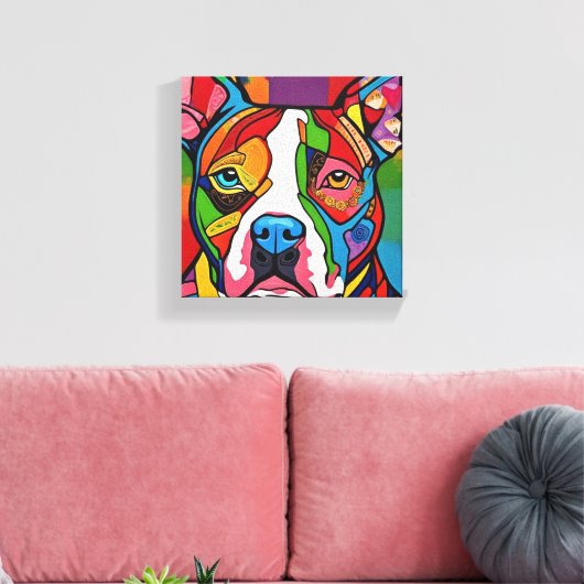 Toile Pitbull, chien d'art populaire (Insitu(Salon))