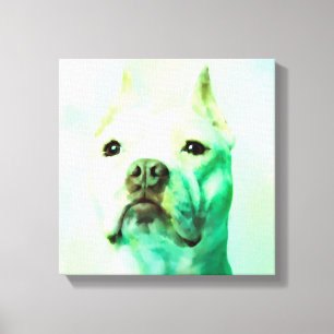 Toile Pitbull Dog Water Color Portrait Art