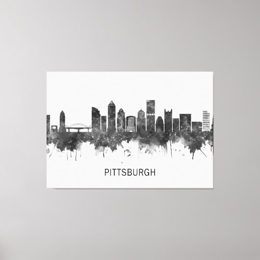 Toile Pittsburgh Pennsylvania Skyline BW (Recto)