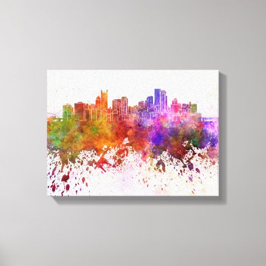 Toile Pittsburgh skyline in background watercolor (Recto)