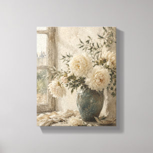 Toile Pivoines Bleu Patine Chateau – Botanique Romantiqu