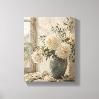 Toile Pivoines Bleu Patine Chateau – Botanique Romantiqu