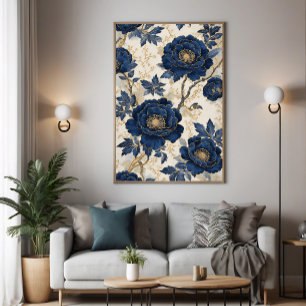 Toile Pivoines Bleues