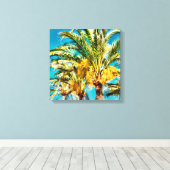 Toile PixDezines Date Palms/Aqua Blue (Insitu (Plancher de Bois))