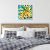 Toile PixDezines Date Palms/Aqua Blue (Insitu(Chambre))