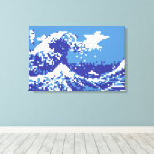 Toile Pixel Tsunami Bleu 8 Bit Pixel Art (Insitu (Plancher de Bois))