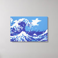 Pixel Tsunami Bleu 8 Bit Pixel Art