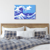 Toile Pixel Tsunami Bleu 8 Bit Pixel Art (Insitu(Chambre))