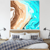 Toile Plage Abstraite Fluid Art (Insitu(Chambre))