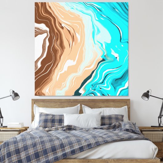 Toile Plage Abstraite Fluid Art (Insitu(Chambre))