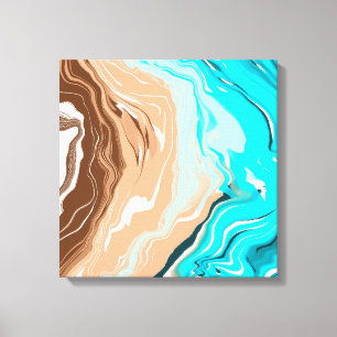 Toile Plage Abstraite Fluid Art
