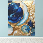 Toile Plage Abstraite Gold-Navy (Insitu (Plancher de Bois))