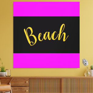 Toile PLAGE Amusante Gras brillant Tropical Rose Black S