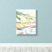 Toile Plage | Aquarelle de l'océan de l'île Rhode (Insitu (Plancher de Bois))