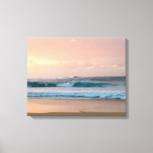 Toile Plage au coucher du soleil avec océan (Recto)