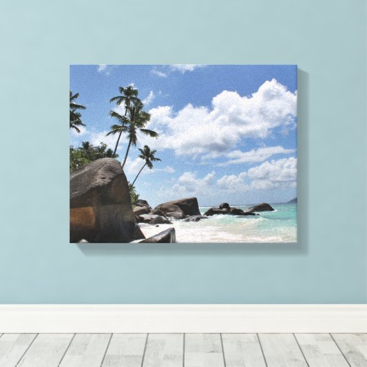 Toile plage aux Seychelles (Insitu (Plancher de Bois))