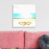 Toile Plage avec coeur d'amour dans le sable (Insitu(Salon))