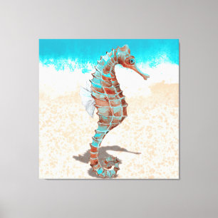 Toile Plage avec Seahorse