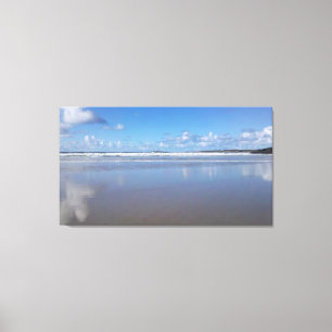 Toile Plage bleue et blanche