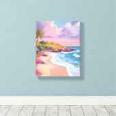 Toile Plage Blush | Peinture d'océan rose (Insitu (Plancher de Bois))