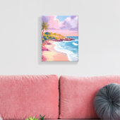 Toile Plage Blush | Peinture d'océan rose (Insitu(Salon))