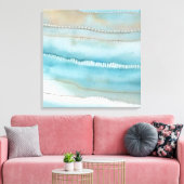 Toile Plage côtière Abstraite Mer Bleue Sable Aquarelle (Insitu(Salon))