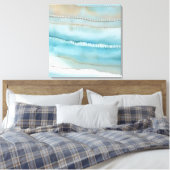 Toile Plage côtière Abstraite Mer Bleue Sable Aquarelle (Insitu(Chambre))