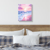 Toile Plage Cotton Candy | Peinture des vagues de l'océa (Insitu(Chambre))