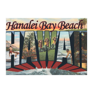 Toile Plage de baie de Hanalei, Hawaï - grandes scènes