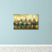 Toile Plage de bateaux à crevettes (Insitu (Plancher de Bois))