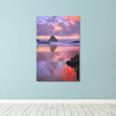 Toile Plage de l'Oregon et stacks, coucher de soleil (Insitu (Plancher de Bois))