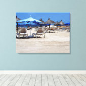 Toile Plage de sable avec chaises et parasols Mur Art (Insitu (Plancher de Bois))