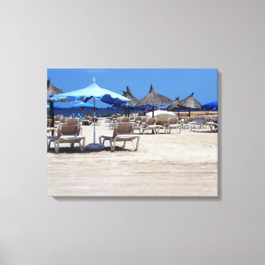 Toile Plage de sable avec chaises et parasols Mur Art (Recto)