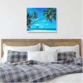 Toile Plage de sable blanc avec palmiers tropicaux (Insitu(Chambre))