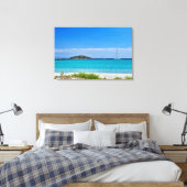 Toile Plage de sable blanc eau turquoise rochers & voili (Insitu(Chambre))