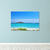 Toile Plage de sable blanc eau turquoise rochers & voili (Insitu (Plancher de Bois))