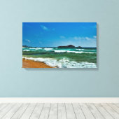 Toile Plage de sable doré Chia, Sardaigne Italie mer agi (Insitu (Plancher de Bois))