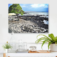 Plage de sable noir d'Hawaii Photo de cœur d'amour