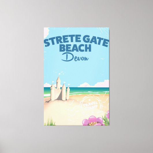 Toile Plage de Strete Gate Devon affiche de voyage vinta (Recto)