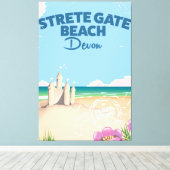 Toile Plage de Strete Gate Devon affiche de voyage vinta (Insitu (Plancher de Bois))