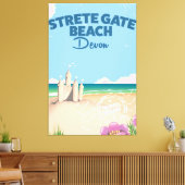 Toile Plage de Strete Gate Devon affiche de voyage vinta (Insitu(Salon))
